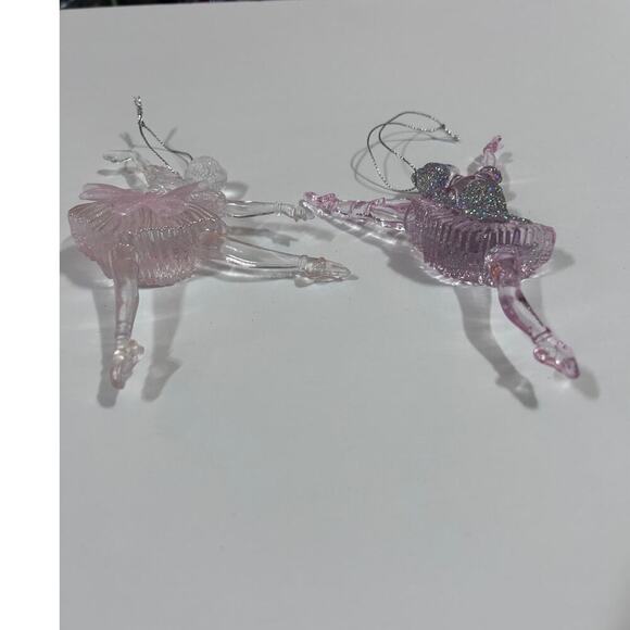 Ballerina Acrylic Christmas Ornament Pink Tutu Glitter Clear Dancing Holiday 6" - Picture 5 of 5